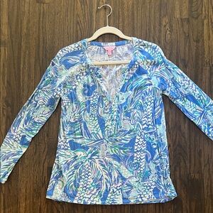 Lilly Pulitzer Blue and Green Long Sleeve Top